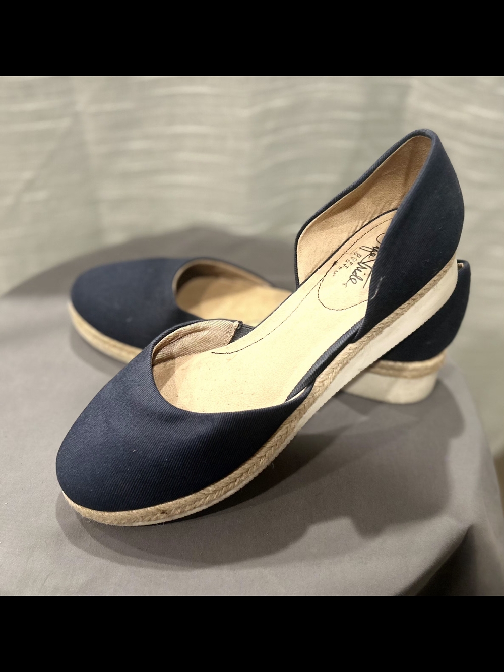 Life Stride Navy Blue Espadrille Wedge Flats